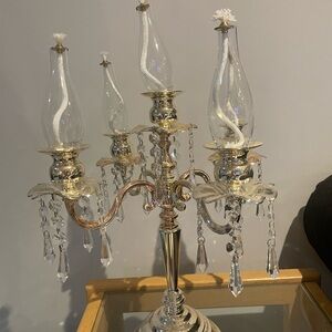 Elegant Silver Candelabra with Crystal Accents